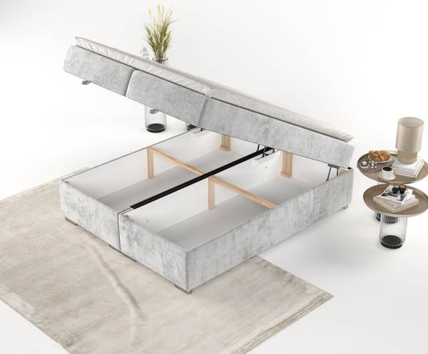Premium Boxspringbett Reto Hellgrau - Liegefläche Breite: 160 cm