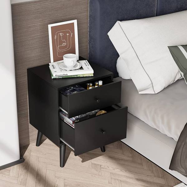 Nachttisch HW63446 Schwarz - Holzwerkstoff - 40 x 62 x 45 cm