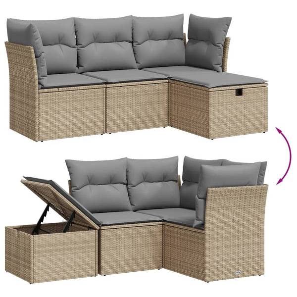 Loungeset 3036577-3 set van 4 beige - grijs - lichtgrijs