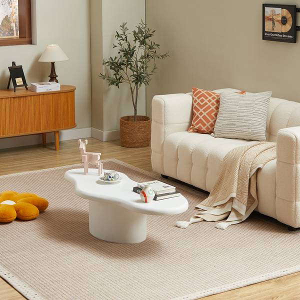 Couchtisch TORNIO Weiß - Stein - 129 x 11 x 59 cm