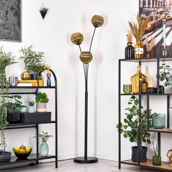 Stehlampe Cesaro Gold - Aluminium - Klarglas - 39 x 170 x 39 cm