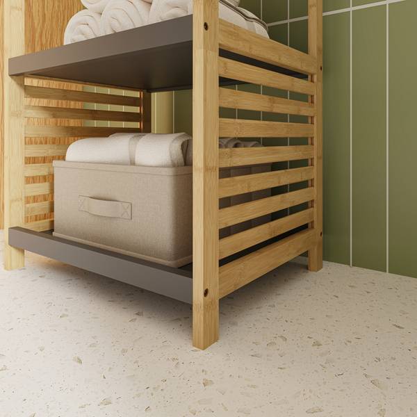 Badregal Kydesby Beige - Grau - Bambus - Holzwerkstoff - 39 x 83 x 30 cm