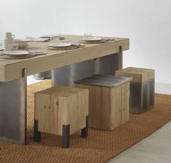 Hocker 10926 Silber - Holzwerkstoff - 30 x 45 x 30 cm