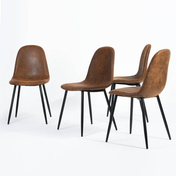 4er-Set Esszimmerstühle Retro Braun - Flachgewebe - 54 x 86 x 45 cm