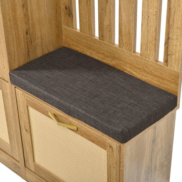 Kompaktgarderobe Coeus Ⅰ Braun - Holzwerkstoff - Glas - Metall - 100 x 180 x 26 cm