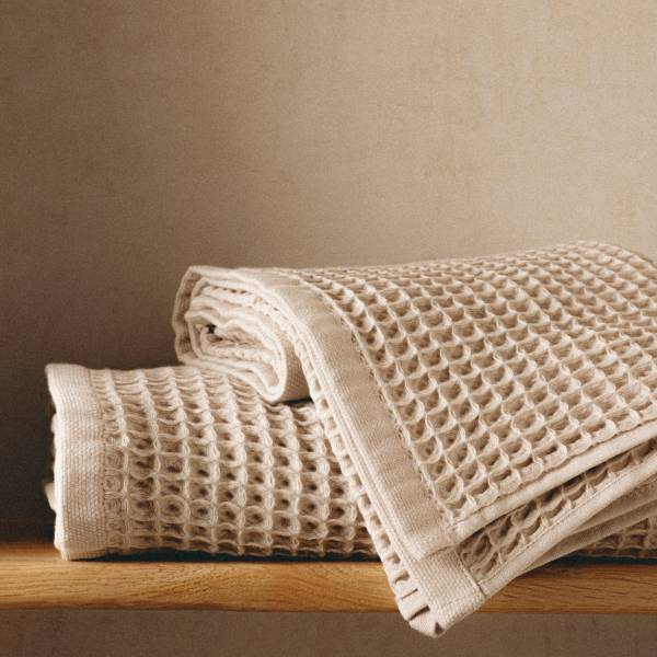 Handtuch VAFFEL 2er-Set Beige - Textil - 70 x 1 x 130 cm