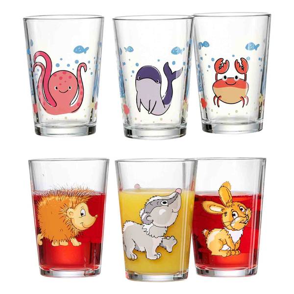 Kindergläser Meer und Wald 6er Set Glas - 7 x 10 x 7 cm