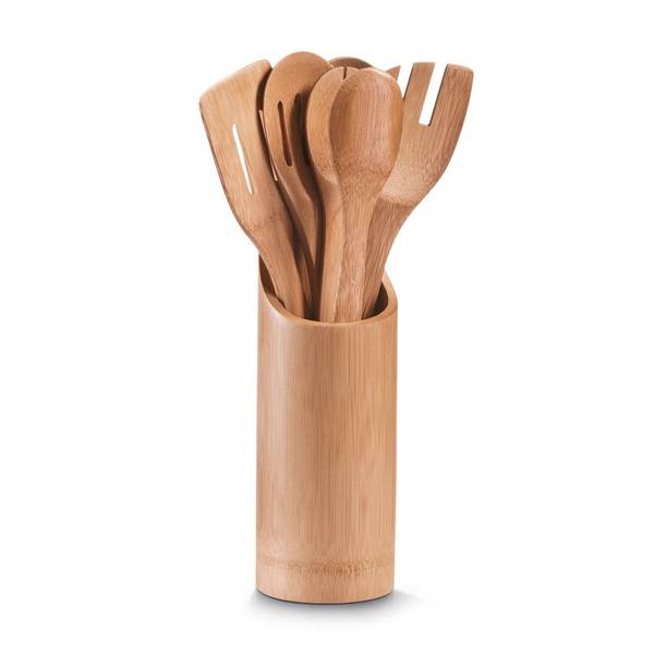 Küchenutensilienhalter-Set, 7-tlg Braun - Bambus - 9 x 33 x 9 cm