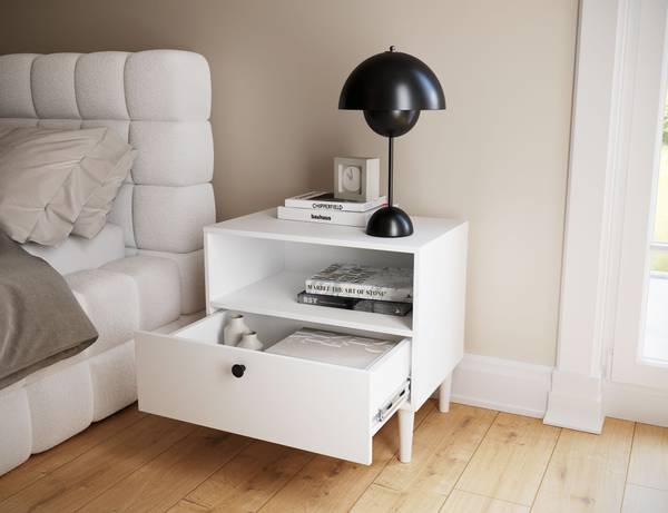 Nachttisch Savona Weiß - Holzwerkstoff - 60 x 55 x 40 cm