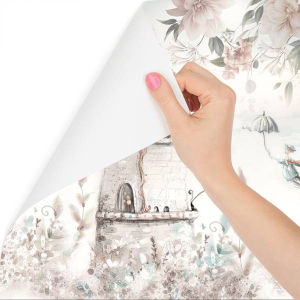 Papier Peint PRINCESSE Dans la Tour Rose vieilli - 135 x 90 x 90 cm