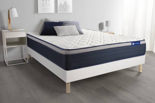 Bettgestell und Matratze Actilatex max Weiß - Massivholz - 120 x 55 x 210 cm