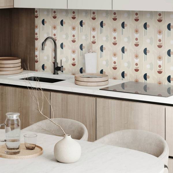 Vinylfliese LinienFormen 20er-Set Beige - Vinyl - 20 x 20 x 1 cm