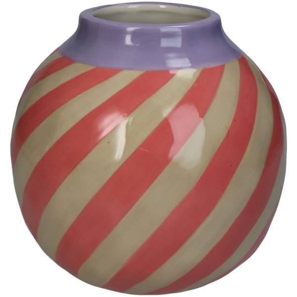 Vase Stripes Pink - Keramik - 16 x 16 x 16 cm