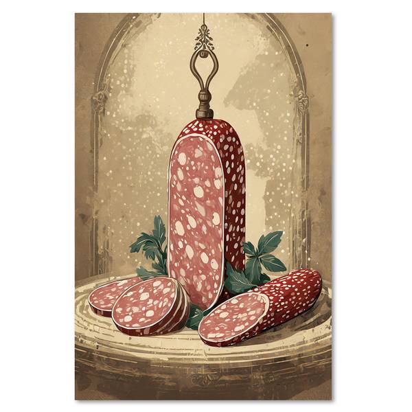 Wandbild küche salami essen 80 x 120 cm