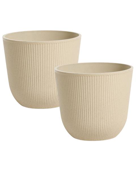 Blumentopf DRABA 2-tlg Beige - Kunststoff - 44 x 40 x 44 cm