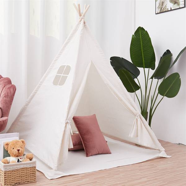 Zelt Tipi Kinderzelt Weiß Weiß - Leinen - 120 x 135 x 120 cm