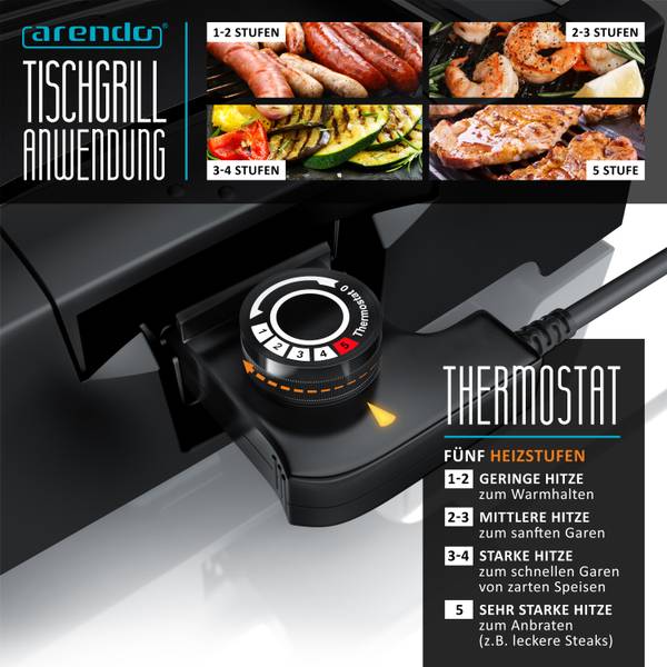 Tischgrill GE-2526 Schwarz - Kunststoff - 8 x 60 x 32 cm