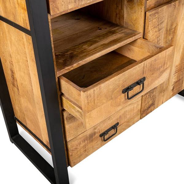 Vitrinenschrank Britt Braun - Holz teilmassiv - 100 x 200 x 45 cm