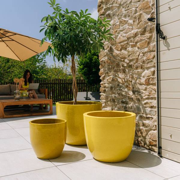 Blumentopf Lancelot Gelb - Keramik - 21 x 19 x 21 cm