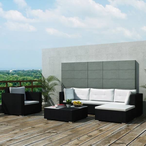 Garten-Lounge-Set 42102 (6-teilig) Schwarz - Polyester - 74 x 31 x 74 cm