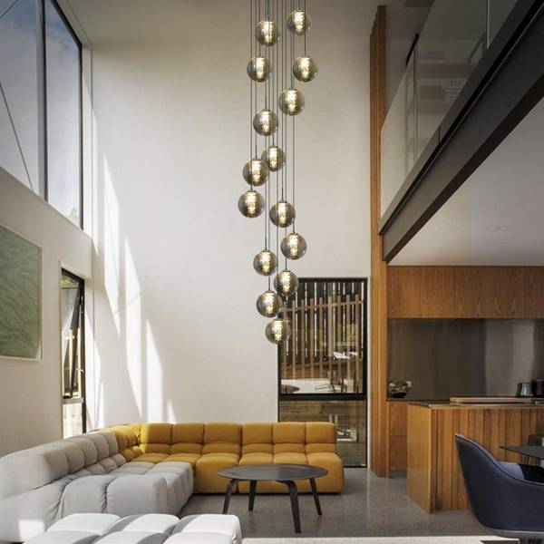 Suspension Energie 15 ampoules Gris - Verre - 41 x 320 x 41 cm