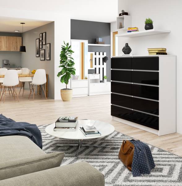Kommode K-120-SZ10 Schwarz - Holzwerkstoff - 120 x 121 x 40 cm