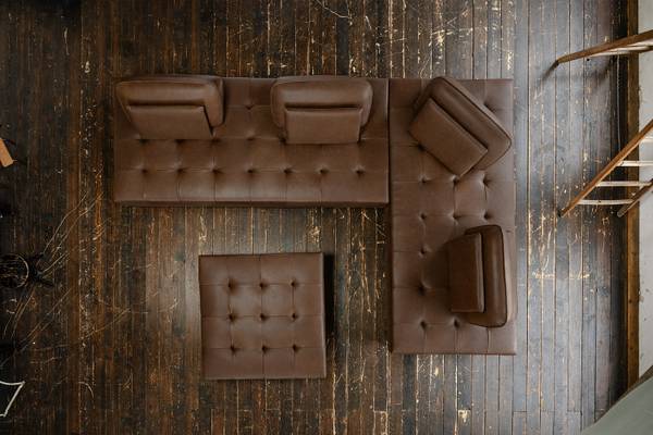 Modulsofa mit Hocker WIOLO 3er Set Dunkelbraun