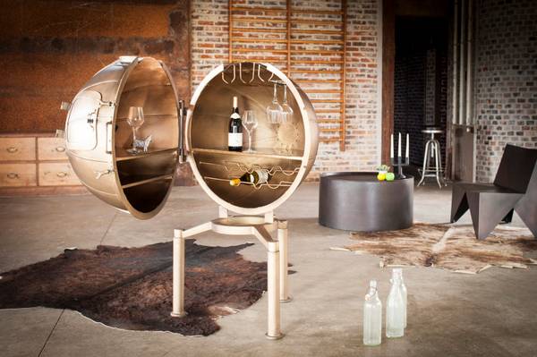 Bar Jules Vernes Gold - Metall - 90 x 138 x 81 cm
