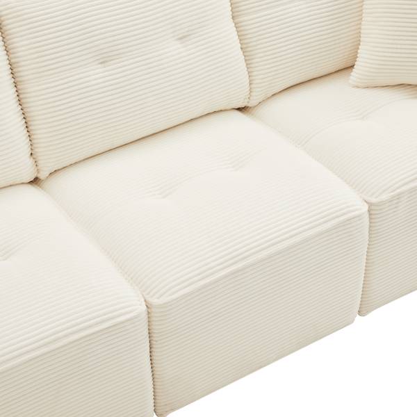 Ecksofa CHANGE Ⅳ Beige - Cord - 146 x 85 x 280 cm