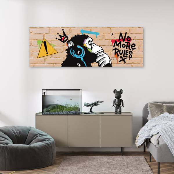 Wandbild banksy dj affen 90 x 30 cm