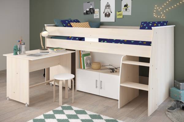 Kinder- und Jugendzimmer Charly5 Braun - Weiß - Holzwerkstoff - 206 x 180 x 114 cm