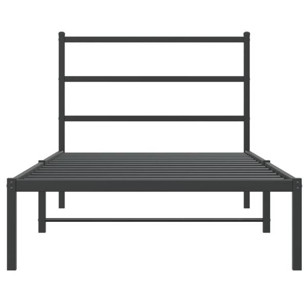 Bettgestell mit Kopfteil X105 Schwarz - Metall - 112 x 90 x 207 cm