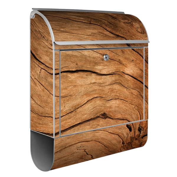 Briefkasten Stahl Trockenes Holz Grau - Stahl - 38 x 46 x 13 cm