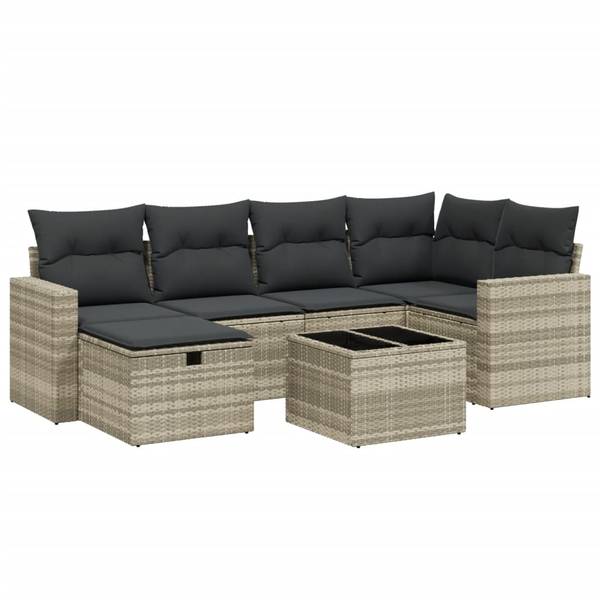 Garten-Lounge-Set 3036420-5 7-teilig Grau - Polyrattan - 62 x 69 x 62 cm