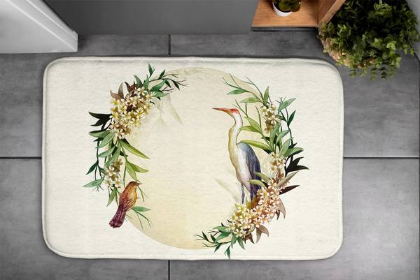 Badteppich Komposition Blumen Vögel 75 x 45 x 75 cm