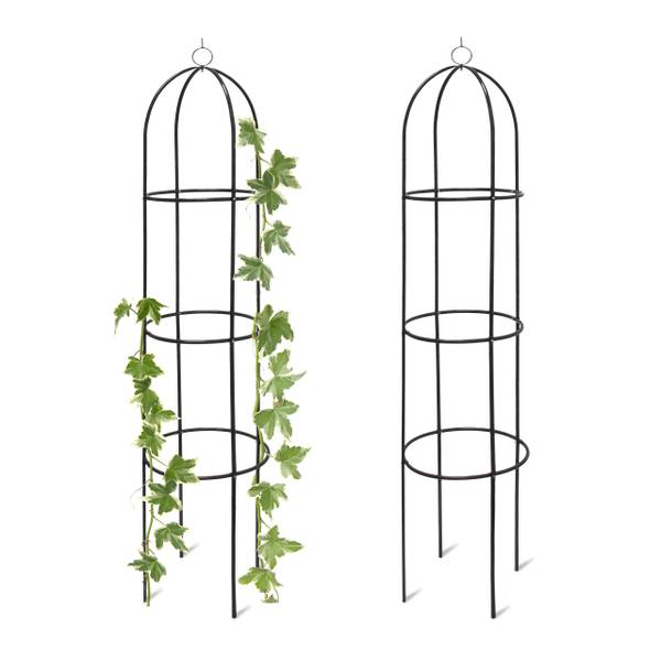 2x Rankhulp obelisk groen - staal - 40 x 190 x 40 cm