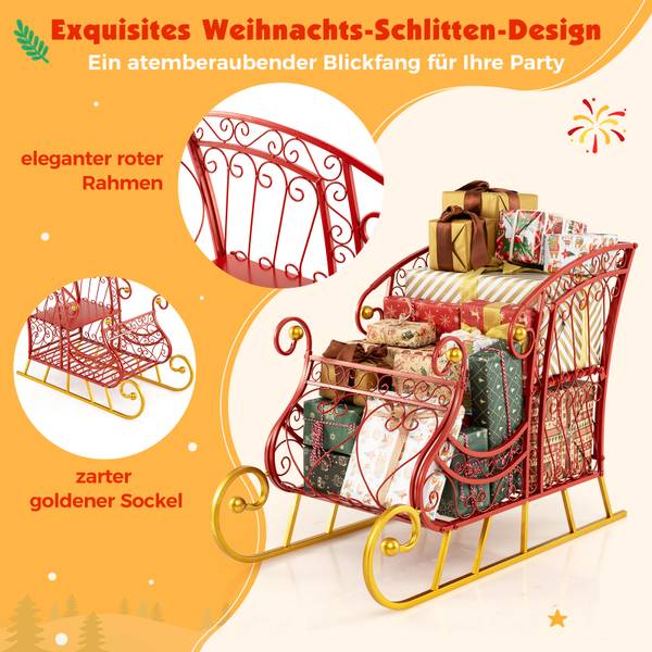 Weihnachtsschlitten OY47366DE Rot - Metall - 42 x 62 x 85 cm