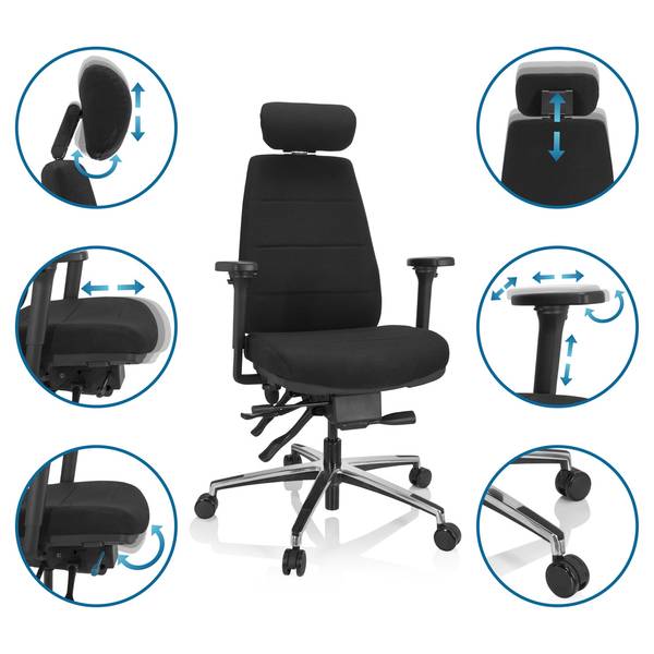 Bürostuhl PHOENIX PRO I Schwarz - Polyester - 70 x 144 x 56 cm