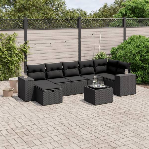 Loungeset 3036469-1 (8-delig) zwart - polyester - staal - 62 x 69 x 62 cm