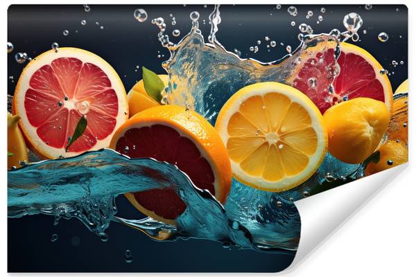 Vlies-Fotobehang CITRUS Fruit Water 3D 360 x 240 x 240 cm
