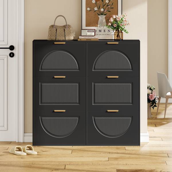 Schuhkipper SHEFLine Ⅲ Schwarz - Holzwerkstoff - 118 x 115 x 25 cm