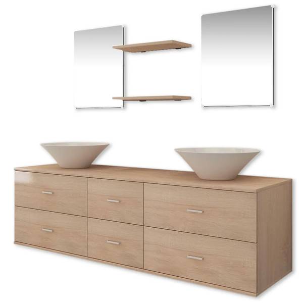 Badezimmermöbel 272232  (7-teilig) Beige - Holzwerkstoff - 45 x 45 x 150 cm
