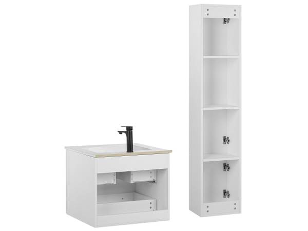 Badezimmerschrank TUDELA 4-tlg Weiß - Holzwerkstoff - 30 x 150 x 46 cm