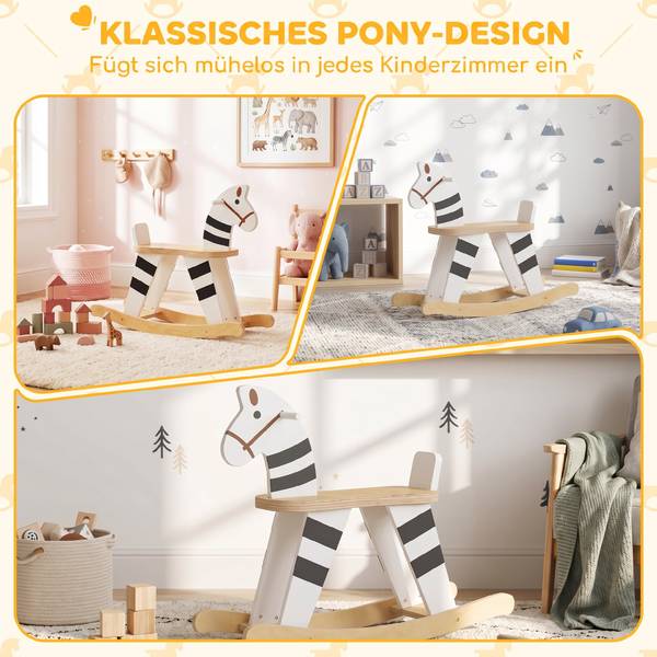Kinderschaukelpferd 330-215V80MX Holzwerkstoff - 26 x 53 x 68 cm