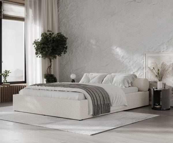 Polsterbett SOLVO mit Stauraum Blur Creme - Liegefläche Breite: 160 cm