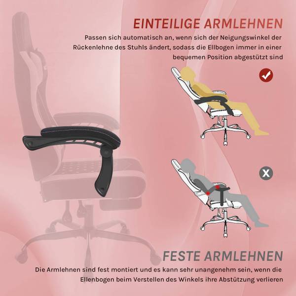 Gaming Stuhl Bianca Schwarz - Hellrosa