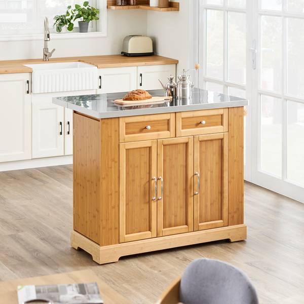 Kücheninsel FKW130-N Braun - Bambus - Holzwerkstoff - 46 x 93 x 107 cm