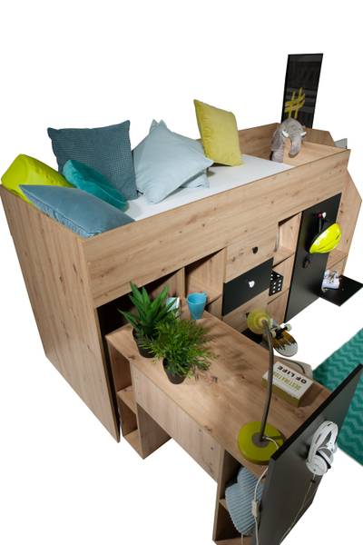 HOCHBETT SMART 3P Schwarz - Braun - Weiß - Holzwerkstoff - Holz teilmassiv - 98 x 123 x 249 cm