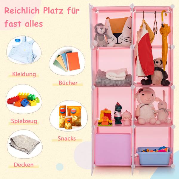 Kinder Kleiderschrank 18903425 Pink - Metall - 71 x 142 x 36 cm