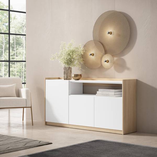 Dressoir Sokkel II licht eikenhout - wit